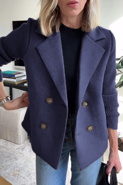 Freya - Elegant Knit-Sleeve Blazer