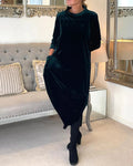 Iris | Women's Velvet Mock Neck Midi Dress
