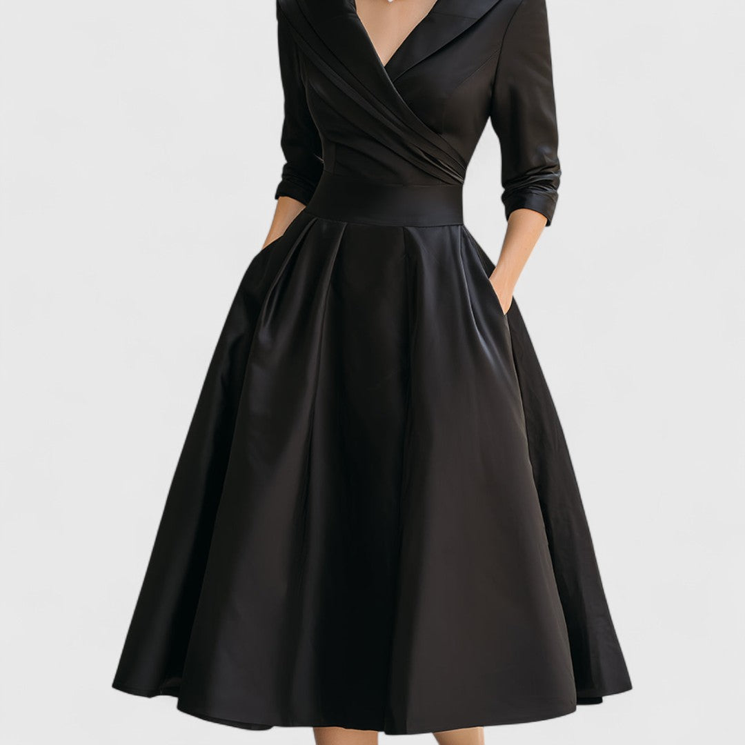 DIANA – FEMININE V-NECK MIDI DRESS