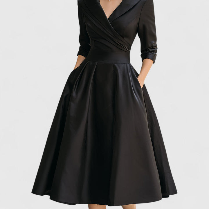 DIANA – FEMININE V-NECK MIDI DRESS