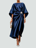 Aelivara | Women's Satin Kimono Sleeve Midi Dress