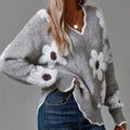 Thea | Women's Floral V-Neck Knit Sweater