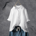 Eleanor | Women's Ruffle Hem Button Up Shirt