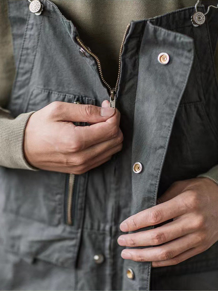 Loose-Fitting Dungarees with Large Pockets and Zip