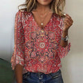 Aaliyah | Women's Boho Paisley V-Neck Blouse