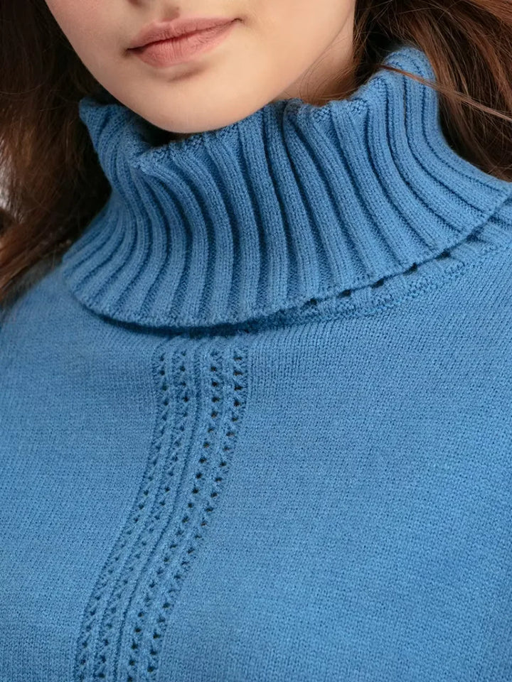 Scarlett - Chic High-Neck Knit Sweater & Loose Pants Set
