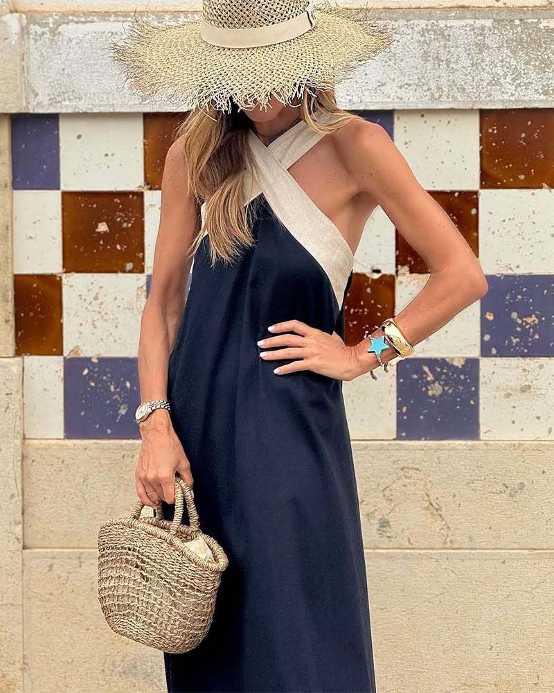 ROZENIA – CROSS NECK DRESS