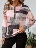 Thalivira | Women's Patchwork Half Zip Sweatshirt