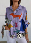 Emma | Women's Dog Print Button Up Shirt