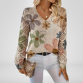 Luana | Women's Floral V-Neck Knit Sweater