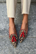Women's Leopard Print Pointed Tassel Loafers