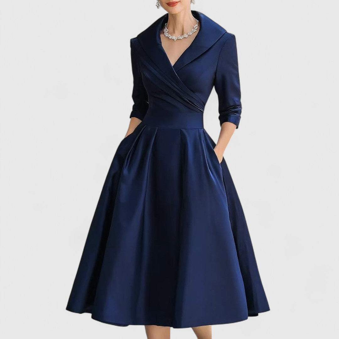 DIANA – FEMININE V-NECK MIDI DRESS