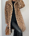 Leia | Women's Long Faux Fur Leopard Coat