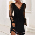 AvaBella | Women's Lace Sleeve V-Neck Mini Dress