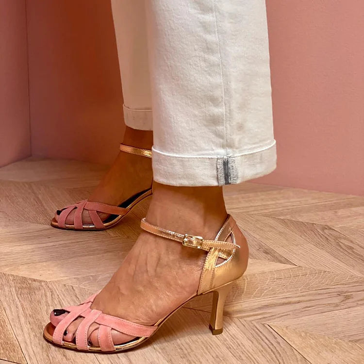 NARAYA – STILETTO HEELS WITH HOLLOWED-OUT STRAP AND COLOUR BLOCK