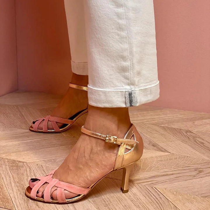 NARAYA – STILETTO HEELS WITH HOLLOWED-OUT STRAP AND COLOUR BLOCK