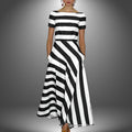 Women's Striped Short Sleeve Maxi Dress