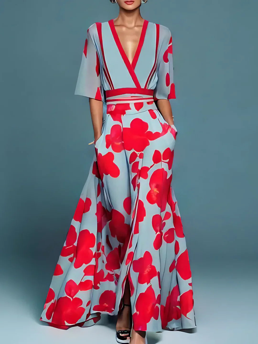 Amira - Elegant Floral Wallet Dress