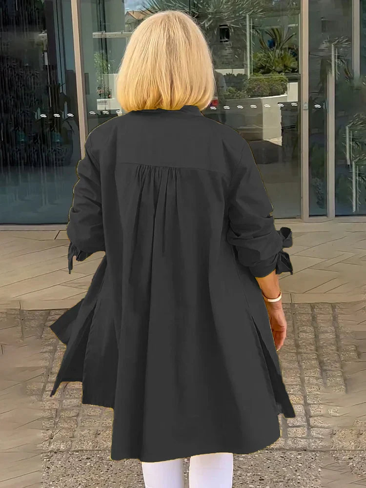 ELLARIA – GATHERED BACK COTTON SHIRT JACKET