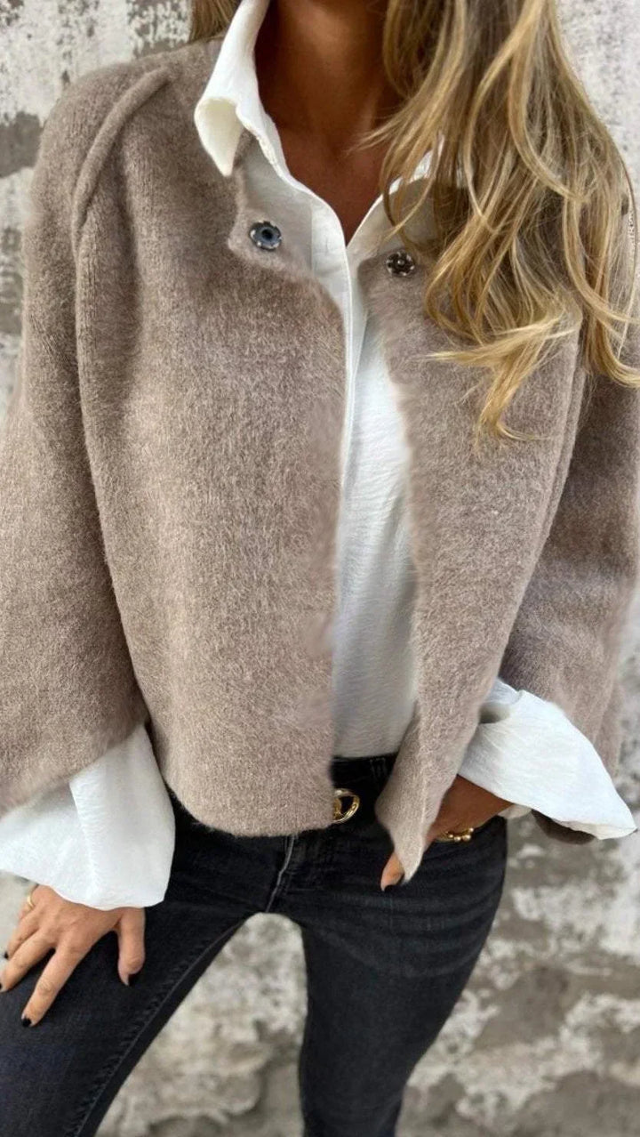 Celeste - Wool Coat with Round Neckline
