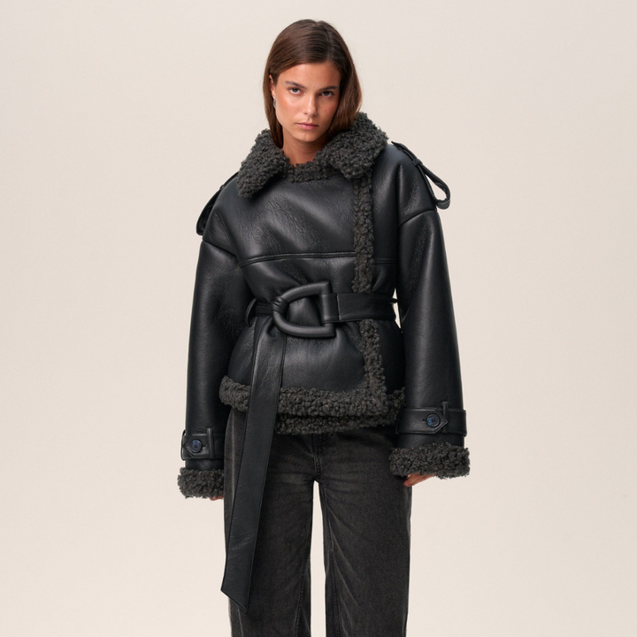 ORINELLE – BELTED SHEARLING COAT WITH TIMELESS ELEGANCE