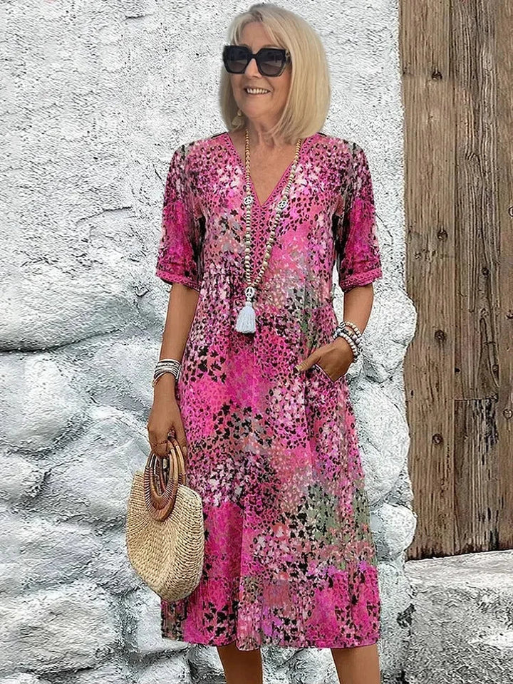 VELINA – LEOPARD LACE V-NECK SUMMER DRESS