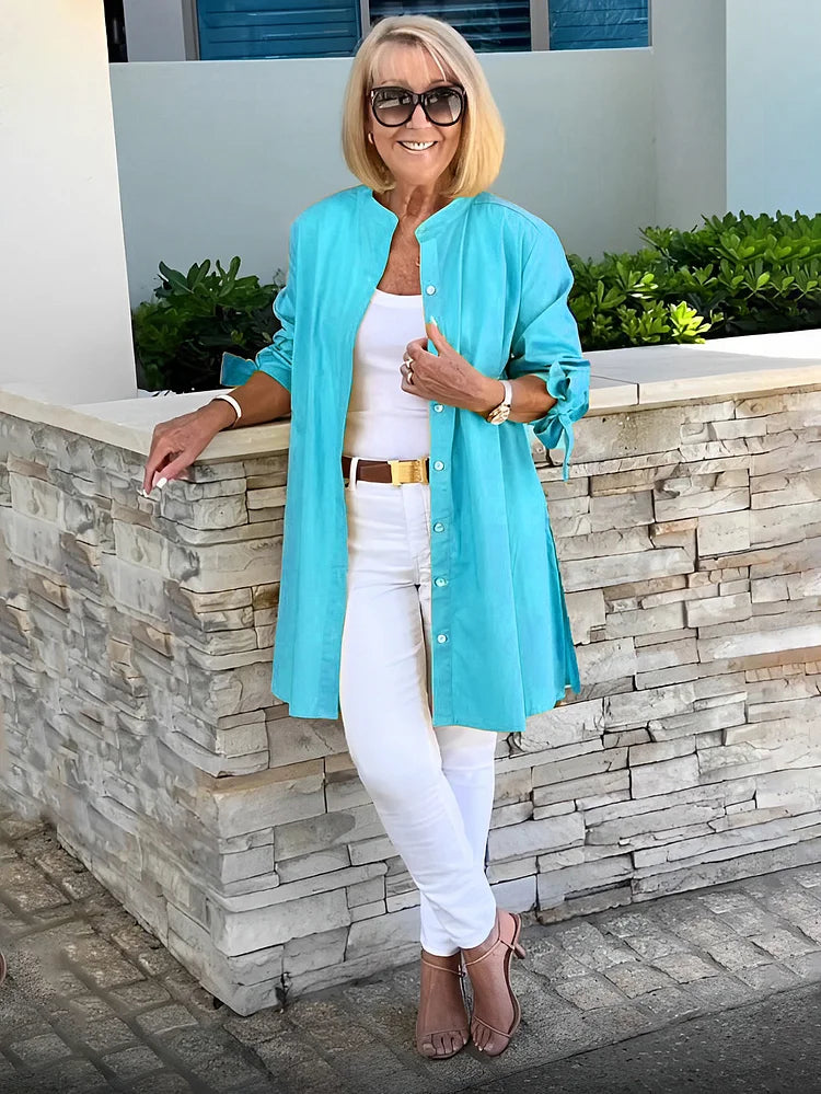 ELLARIA – GATHERED BACK COTTON SHIRT JACKET