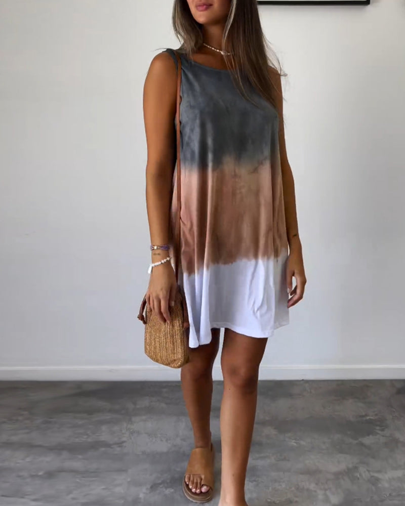ORISSAYA – CASUAL GRADIENT DRESS