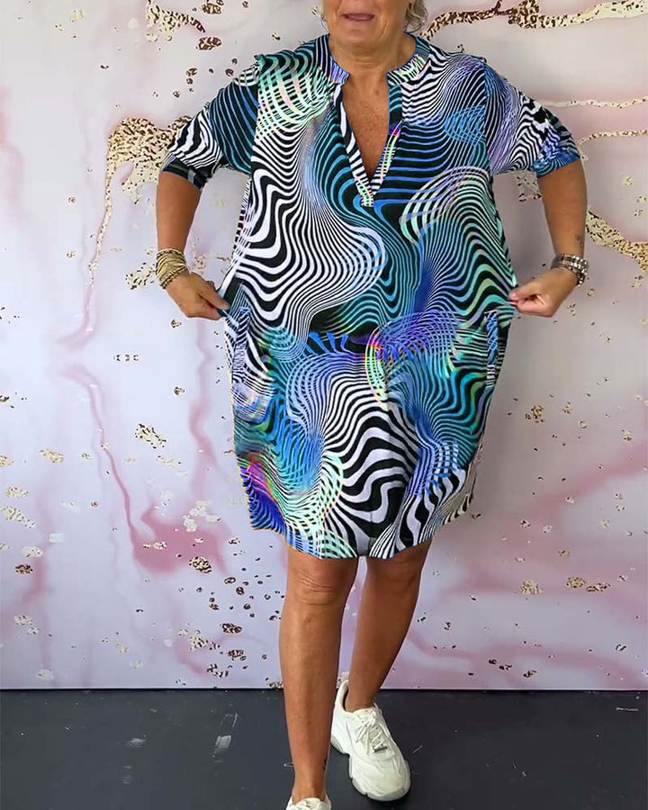 Women’s Multicolor V-Neck Midi Dress