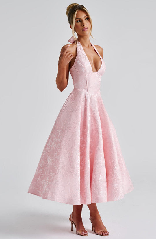 AVALYN – ELEGANT HALTER MIDI DRESS