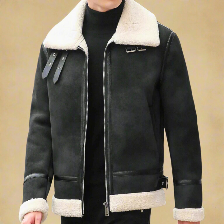 CLOVIS | MEN'S FAUX SUEDE AVIATOR JACKET SHERPA LINED