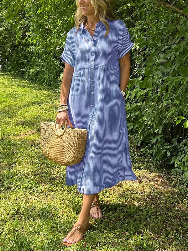THALESSIA – STRIPED SHIRT DRESS