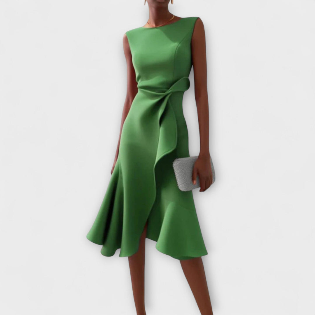 Juliette – Elegant Draped Asymmetrical Midi Dress