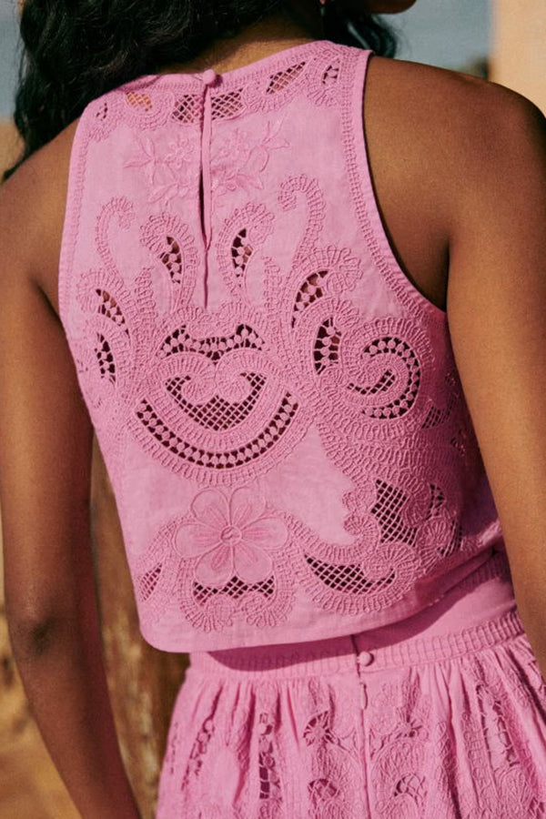 Romy - Moise Pink Lace Set