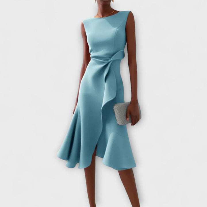 Juliette – Elegant Draped Asymmetrical Midi Dress