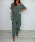 Mila | Women's Cotton V-Neck Harem Jumpsuit