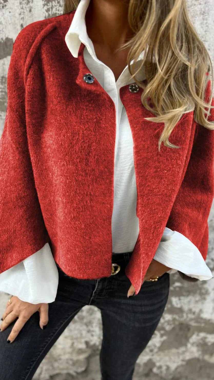 Celeste - Wool Coat with Round Neckline