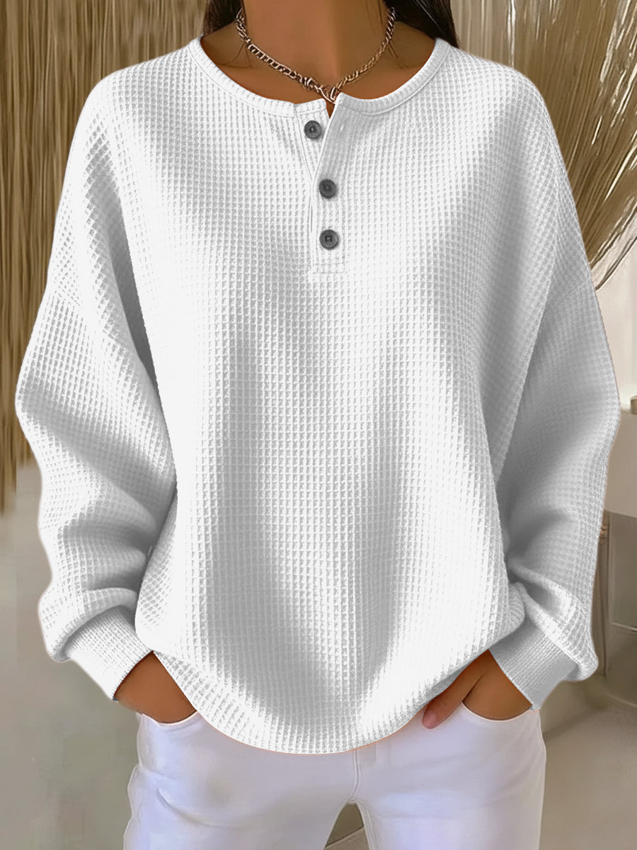 ARIVELLE – COZY WAFFLE KNIT HENLEY