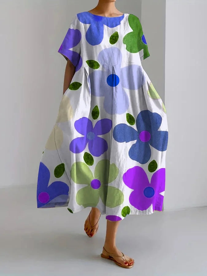 ELIANA - Midi Floral Dress with Carefree Style