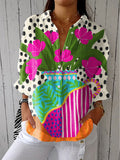 Amara | Women's Vase Print Button Down Blouse