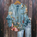 Amelyth | Women's Floral Ruffle Sleeve Blouse