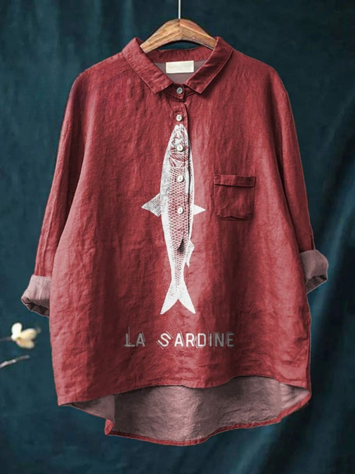 NEVEAH – STYLISH FISH PRINT COTTON SHIRT