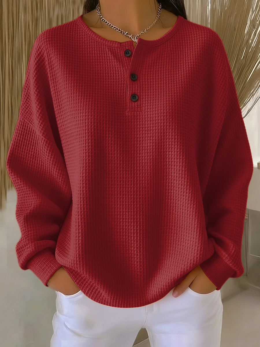 ARIVELLE – COZY WAFFLE KNIT HENLEY