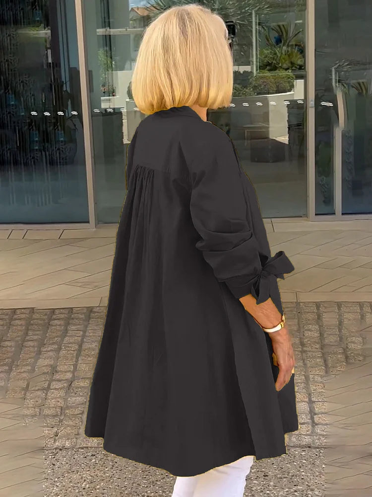 ELLARIA – GATHERED BACK COTTON SHIRT JACKET