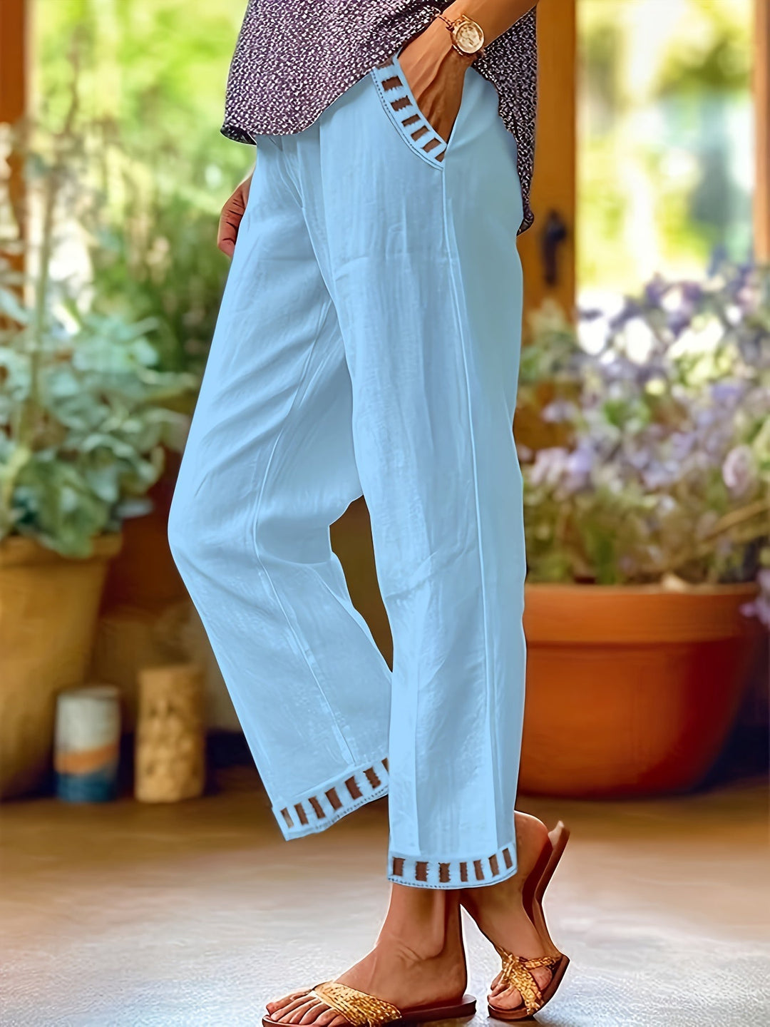 Wren – Relaxed Contrast Trim Cropped Pants