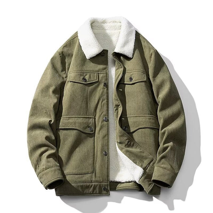 Men's Corduroy Sherpa Trucker Jacket – Olive