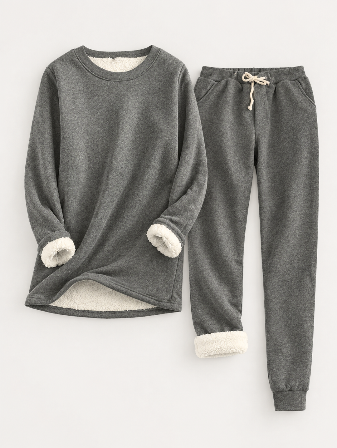 Women's Fleece Lined Loungewear Set – Dark Gray