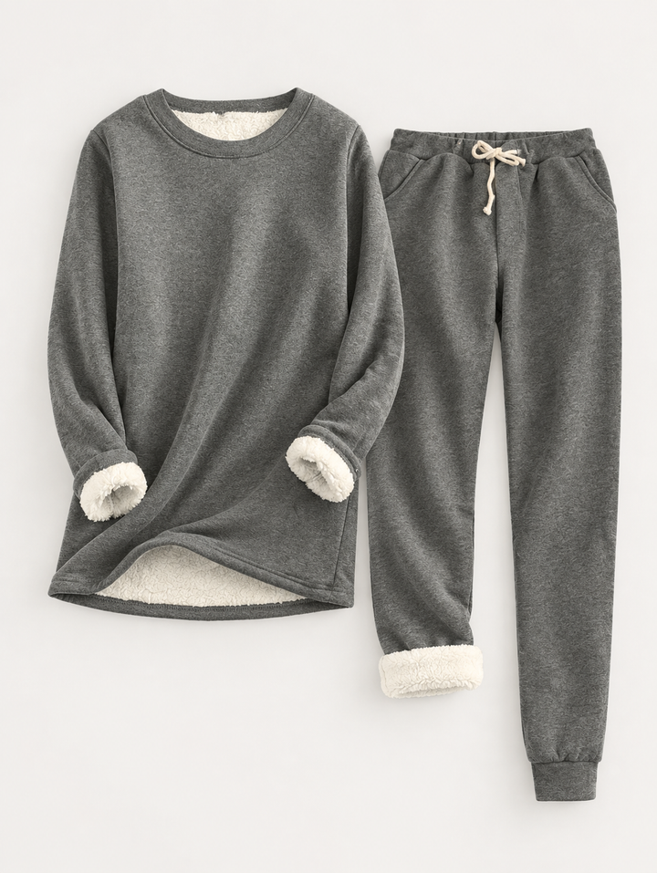 Women's Fleece Lined Loungewear Set – Dark Gray
