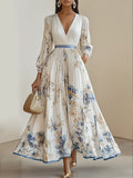 Caelis | Women's Silk Floral Pleated Maxi Dress