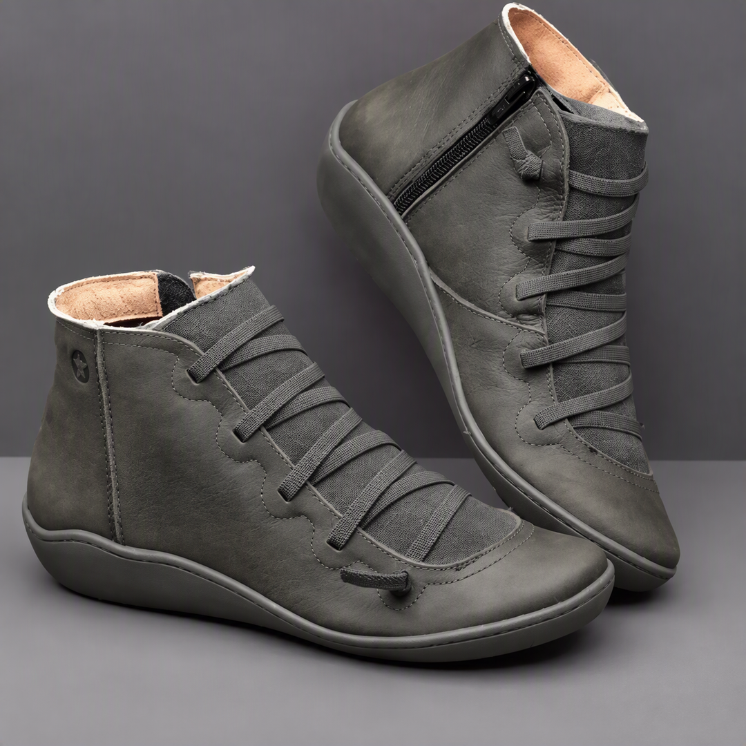 Women's Waterproof Lace-Up Ankle Boots – Gray